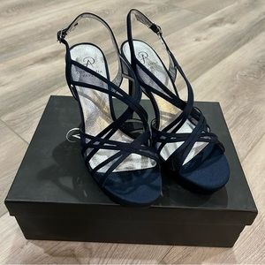 Adrianna Papell Adri Platform Strappy Sandals Navy Blue 9.5M